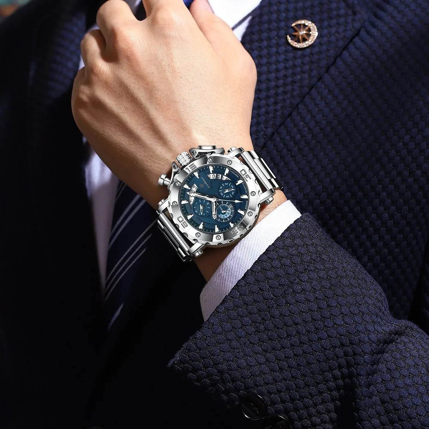 POEDAGAR Luxury Watch For Men Calendar Luminous Waterproof Man Clock Male Chronograph Stainless Steel Men's Quartz Watches Reloj - Lux Waches Max