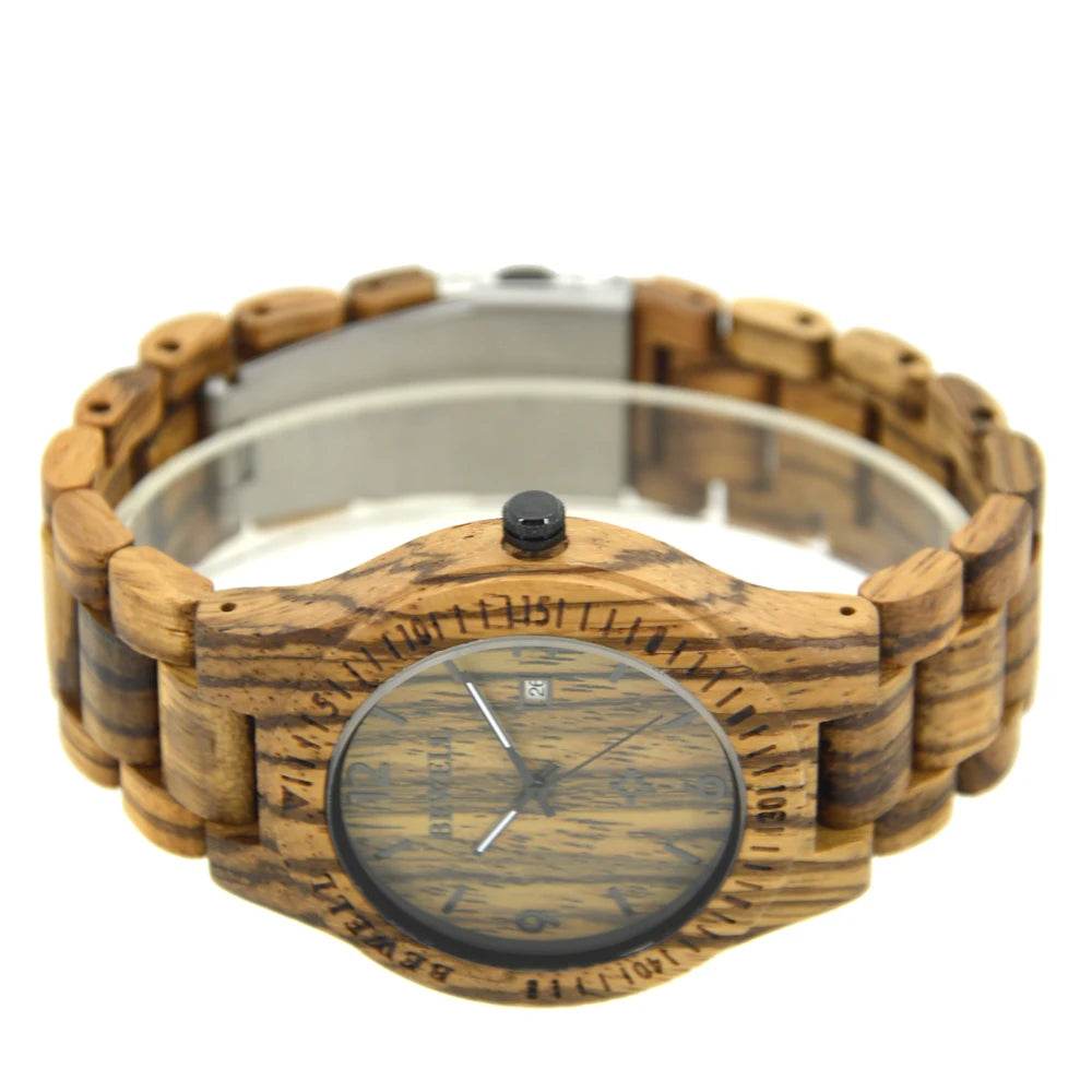 Wooden Watch Men Gifts Handmade Date Display Quartz - Lux Waches Max