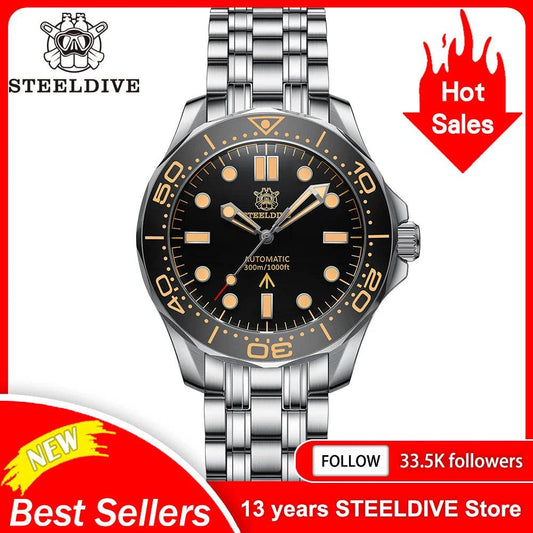 STEELDIVE SD1957 New Strap 42MM Vintage Bezel 200M Waterproof NH35 Green Luminou Sapphire Glass Automatic Dive Watch Reloj - Lux Waches Max