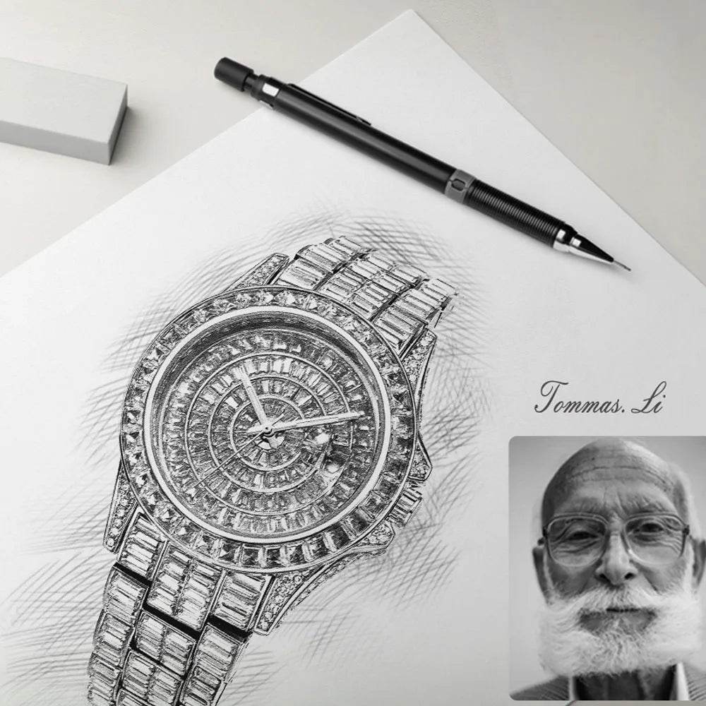 Fully Baguette Diamond Watch For Men Iced Out Quartz - Lux Waches Max