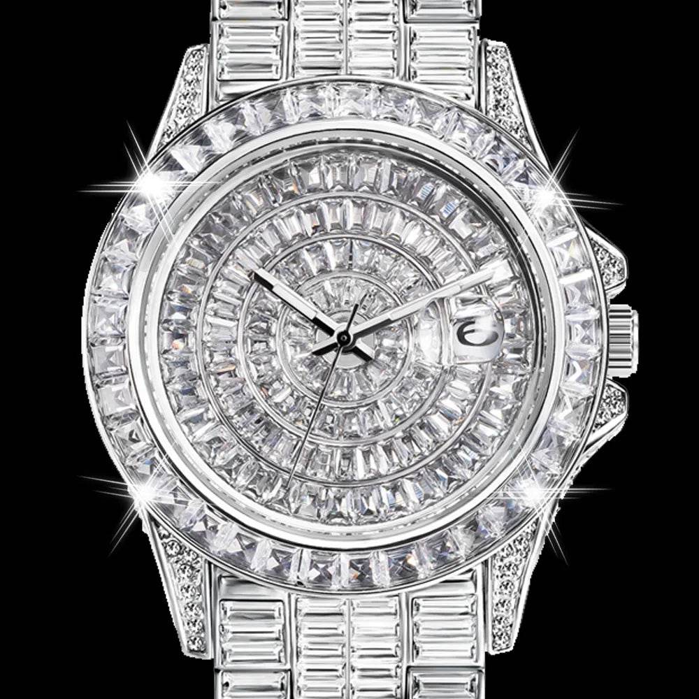 Fully Baguette Diamond Watch For Men Iced Out Quartz - Lux Waches Max