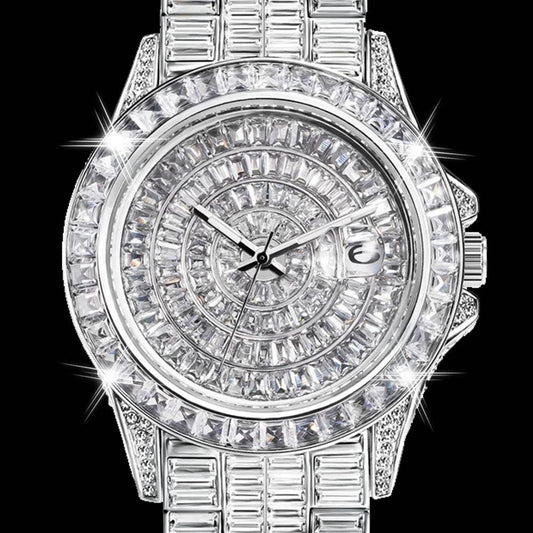Fully Baguette Diamond Watch For Men Iced Out Quartz - Lux Waches Max