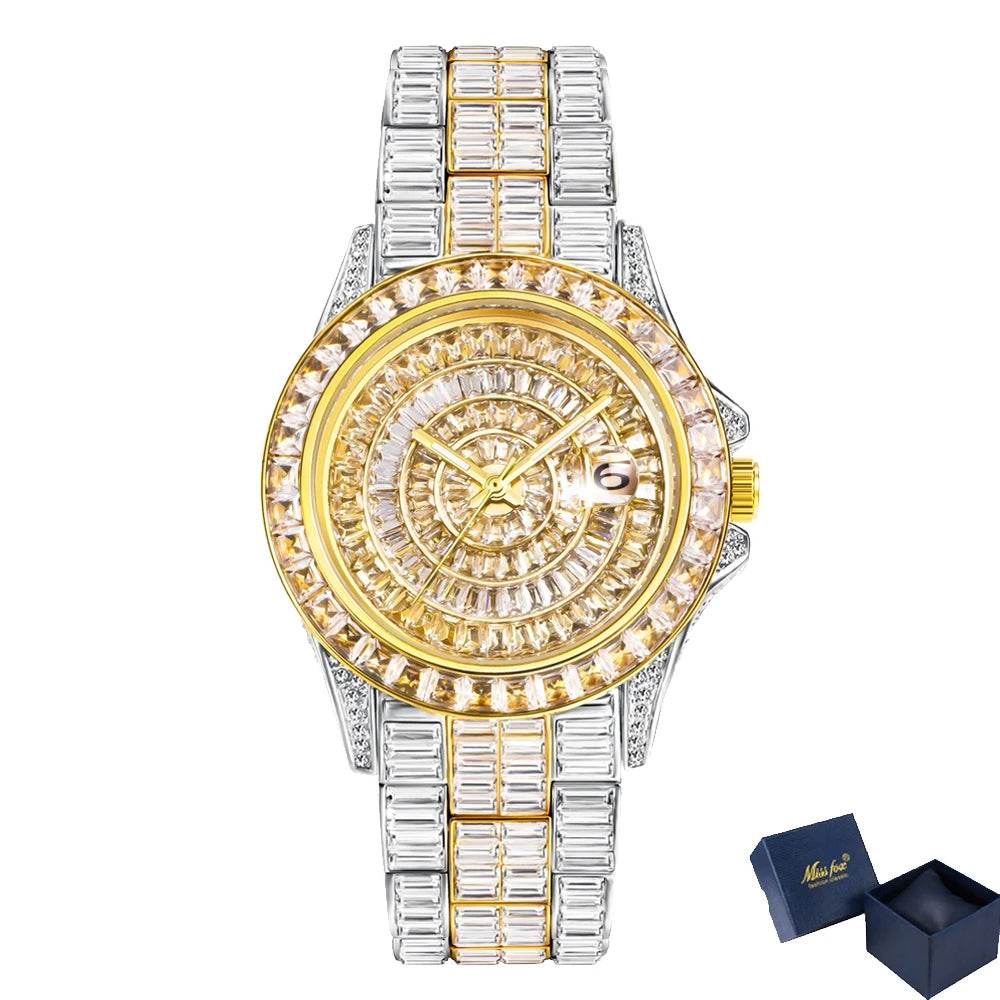 Fully Baguette Diamond Watch For Men Iced Out Quartz - Lux Waches Max