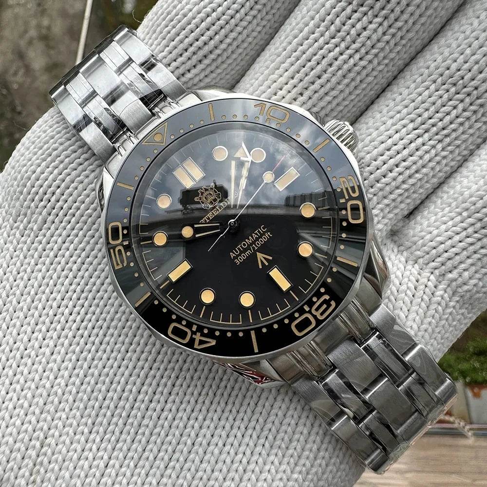 STEELDIVE SD1957 New Strap 42MM Vintage Bezel 200M Waterproof NH35 Green Luminou Sapphire Glass Automatic Dive Watch Reloj - Lux Waches Max