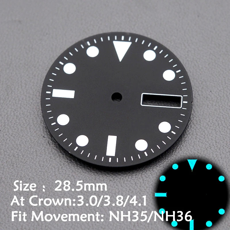 28.5mm Men's Watch Dial Fit SKX007 SKX009 6105 SRPD Tuna Monster Turtle Watch Case Watch For Japan NH35 NH36  7S26