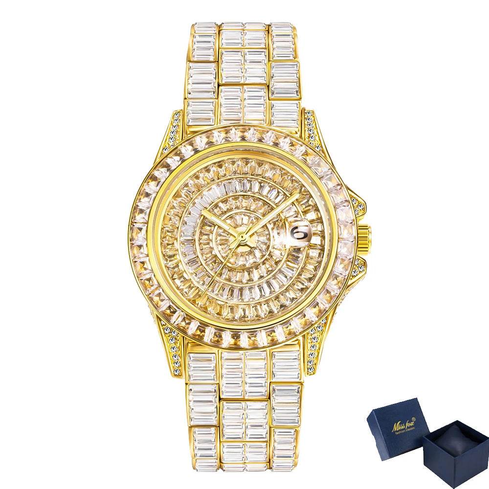 Fully Baguette Diamond Watch For Men Iced Out Quartz - Lux Waches Max