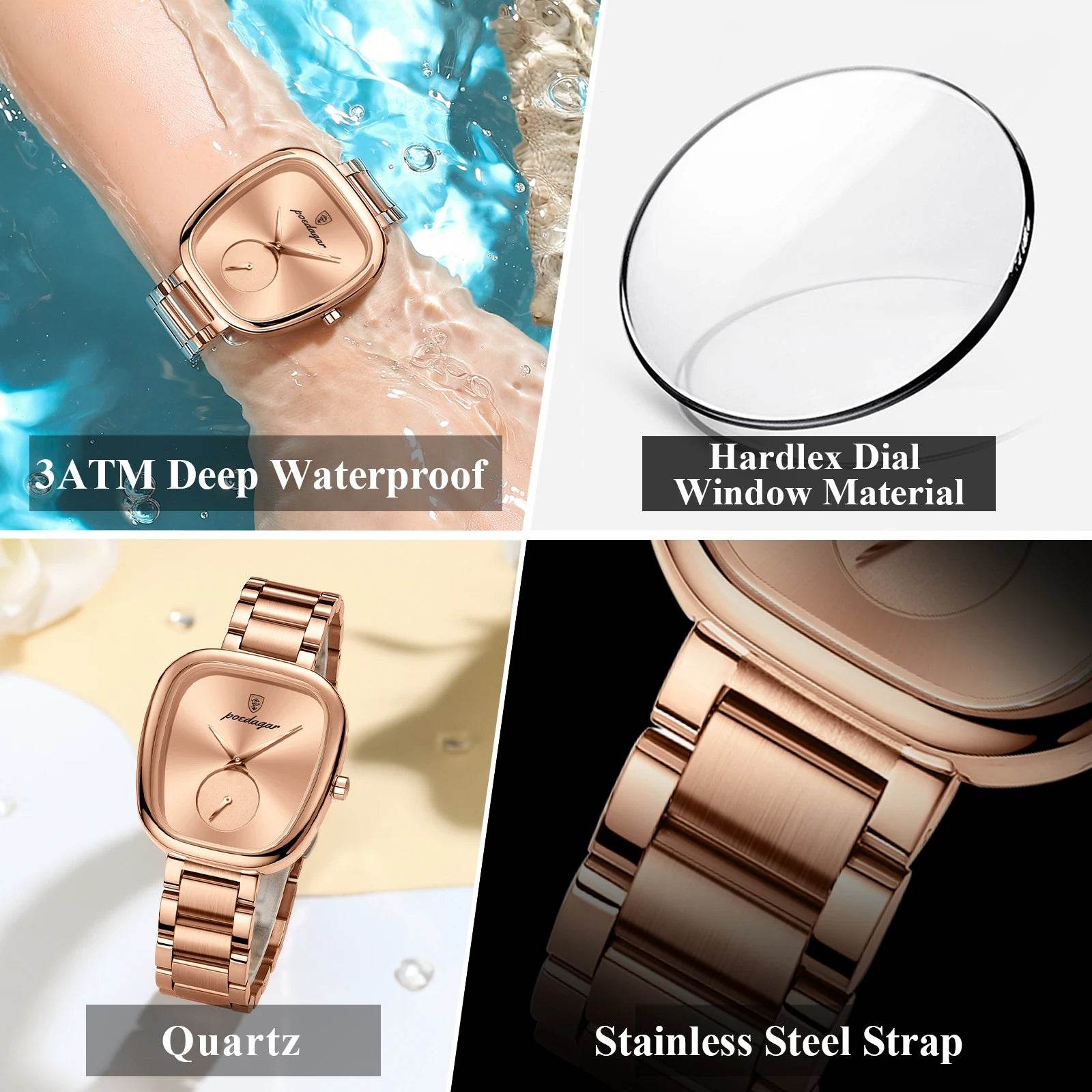POEDAGAR Luxury Watch for Woman Waterproof Stainless Steel Quartz - Lux Waches Max