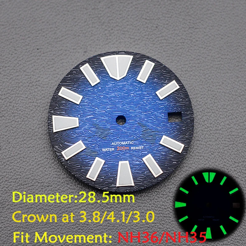 28.5mm Men's Watch Dial Fit SKX007 SKX009 6105 SRPD Tuna Monster Turtle Watch Case Watch For Japan NH35 NH36  7S26