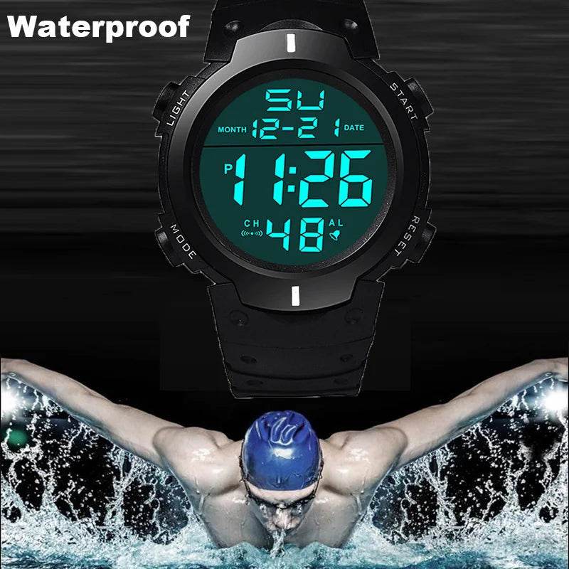 Men Sport LED Watches Top Brand Men Digital Clock Multi-Functional Rubber Man - Lux Waches Max