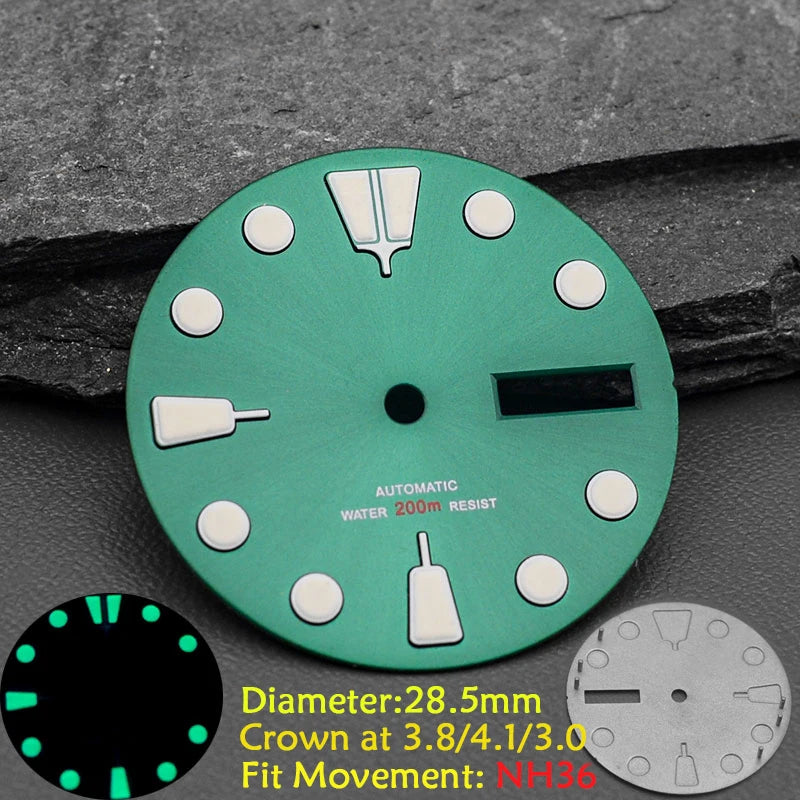 28.5mm Men's Watch Dial Fit SKX007 SKX009 6105 SRPD Tuna Monster Turtle Watch Case Watch For Japan NH35 NH36  7S26