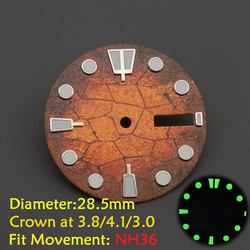 28.5mm Men's Watch Dial Fit SKX007 SKX009 6105 SRPD Tuna Monster Turtle Watch Case Watch For Japan NH35 NH36  7S26