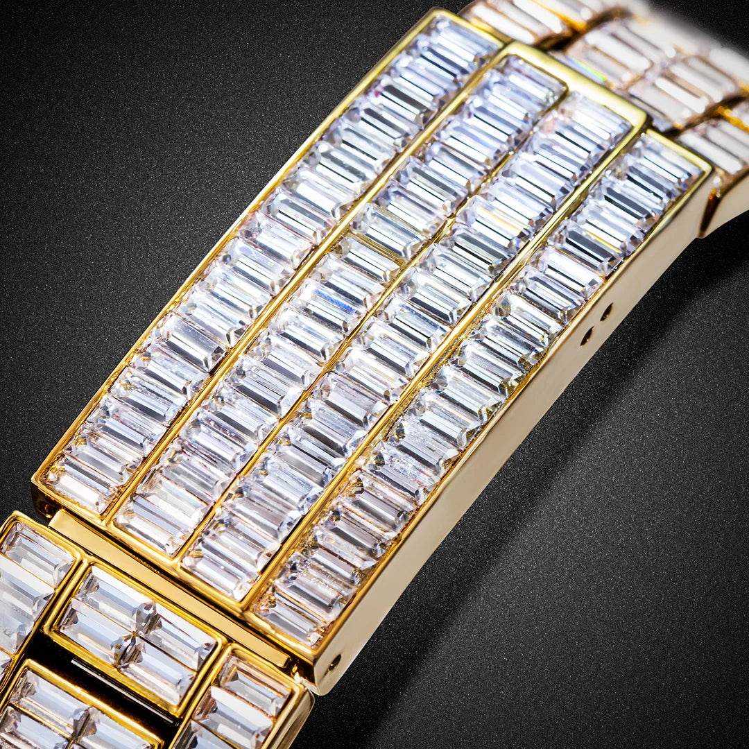 Fully Baguette Diamond Watch For Men Iced Out Quartz - Lux Waches Max