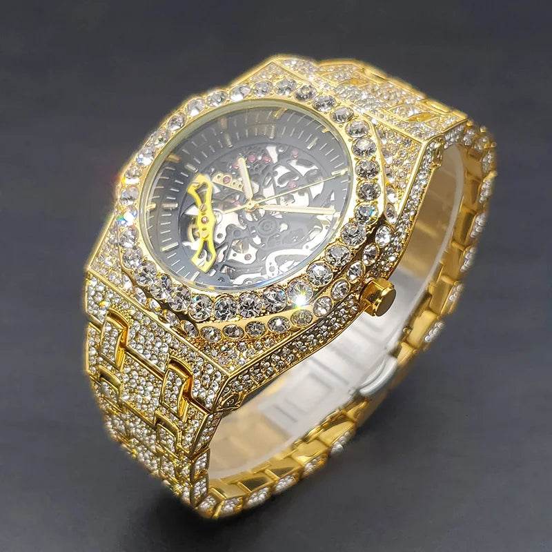 New Dropshipping Diamond Automatic Watch Luxury Golden OAK Mechanical - Lux Waches Max