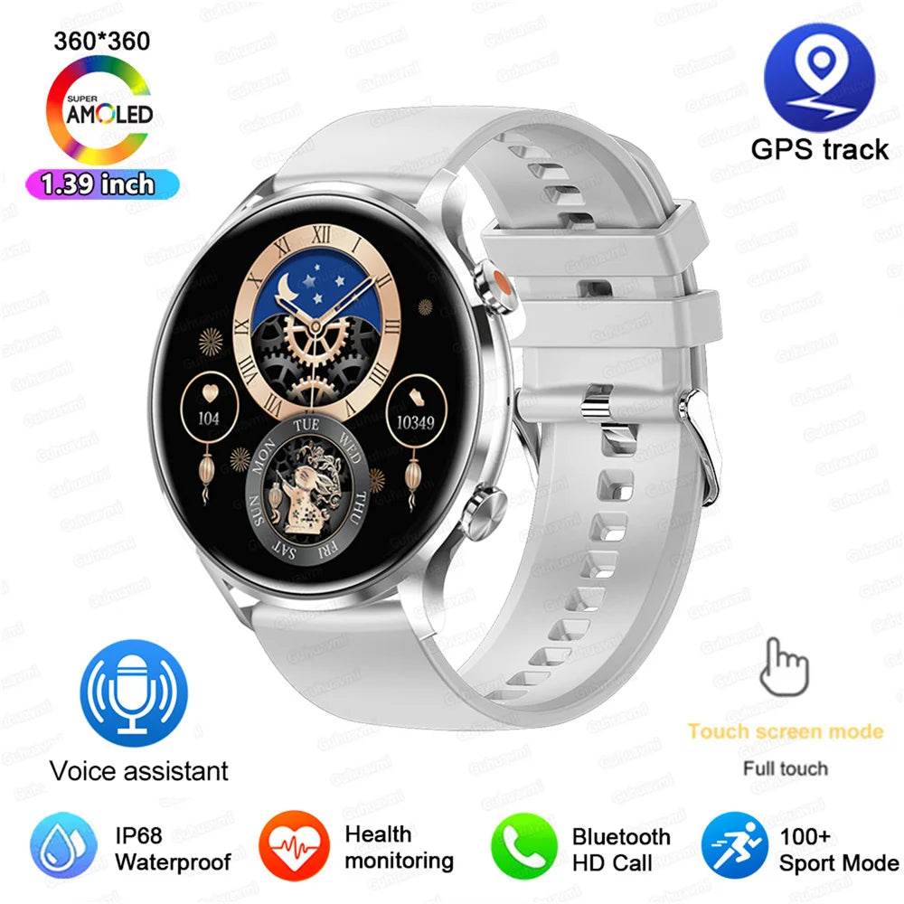 2025 New Smartwatch Women AMOLED HD Screen Always On Display Bluetooth Call IP68 Waterproof GPS Smart Men Watch For Android ios - Lux Waches Max