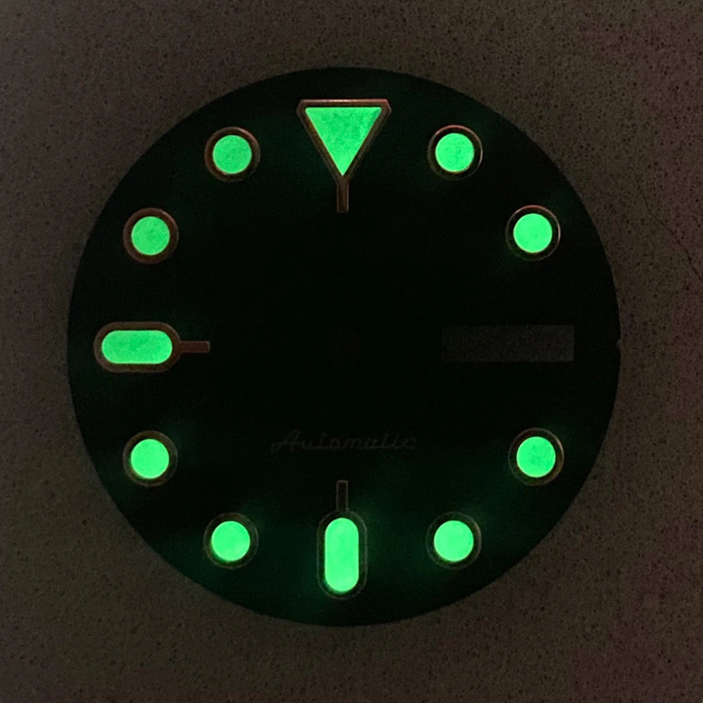 28.5mm S5 Logo SKX007 Dial Fit NH36/4R36 Japanese Movement Green Luminous Black Matte Quality Watch Modification Accessories