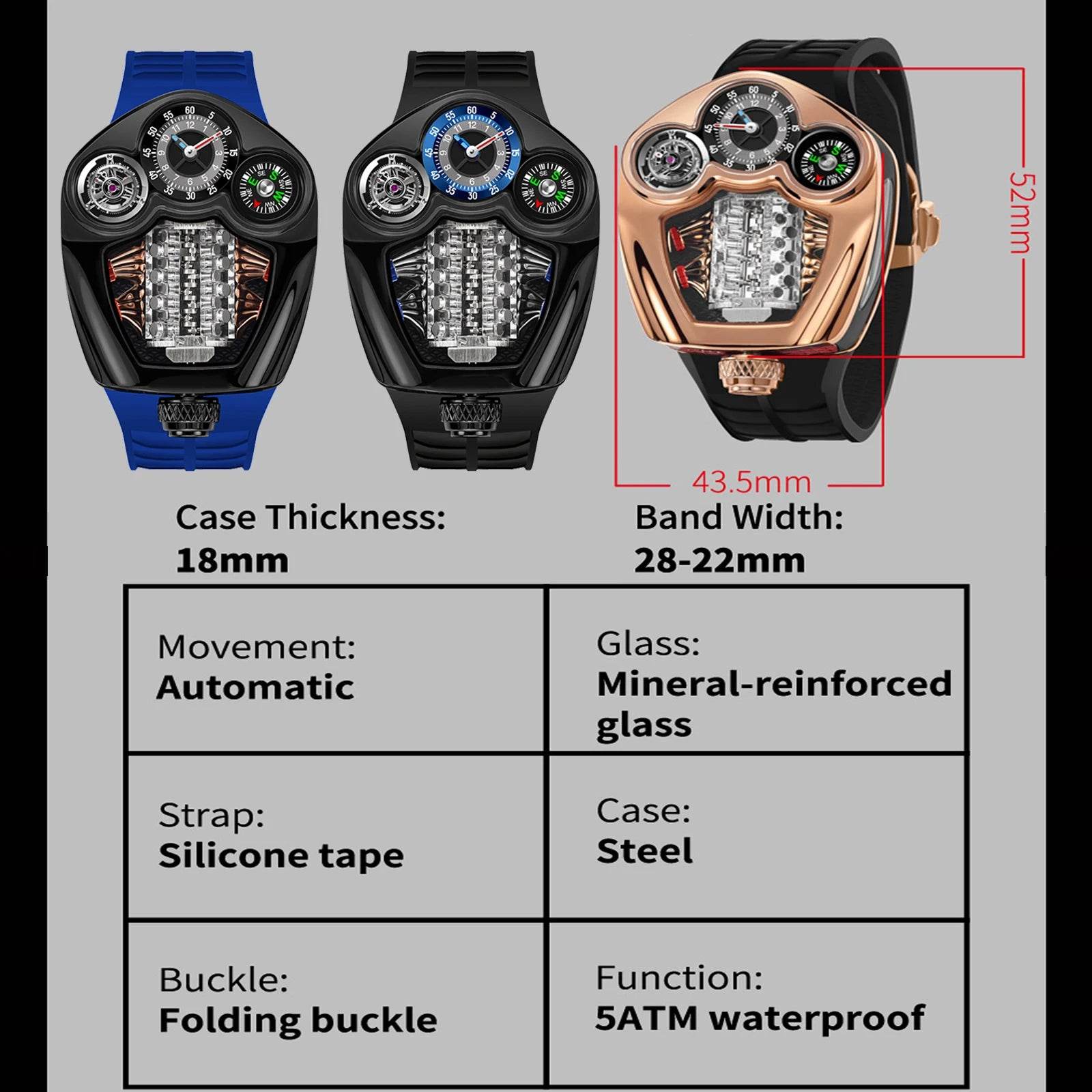 PINDU Design NEW Engine Series Quartz Watch Men TOP-luxurious Stainless steel Compass Waterproof Swiss quartz 762 movement watch - Lux Waches Max