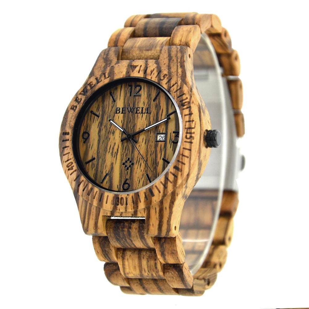Wooden Watch Men Gifts Handmade Date Display Quartz - Lux Waches Max