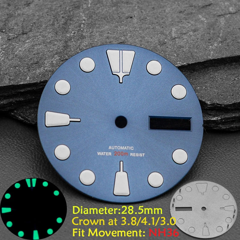 28.5mm Men's Watch Dial Fit SKX007 SKX009 6105 SRPD Tuna Monster Turtle Watch Case Watch For Japan NH35 NH36  7S26