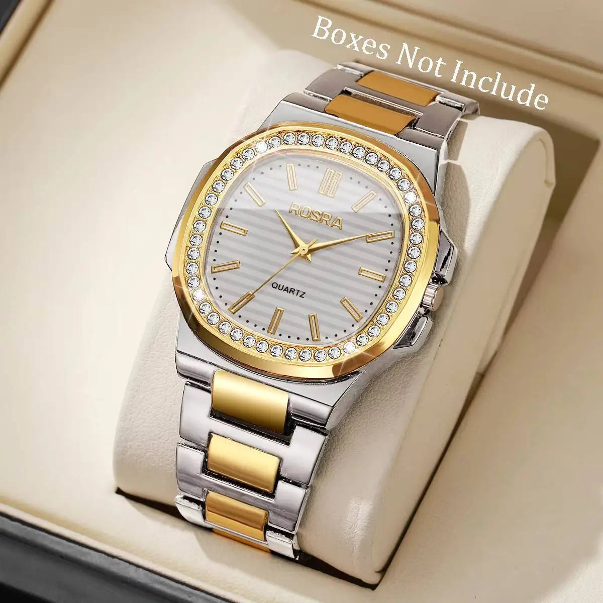 Luxury Rhinestone Man Wristwatch Fashion Square Steel Band Men Business Watches Quartz Wristwatch Reloj Hombre(Without Box)