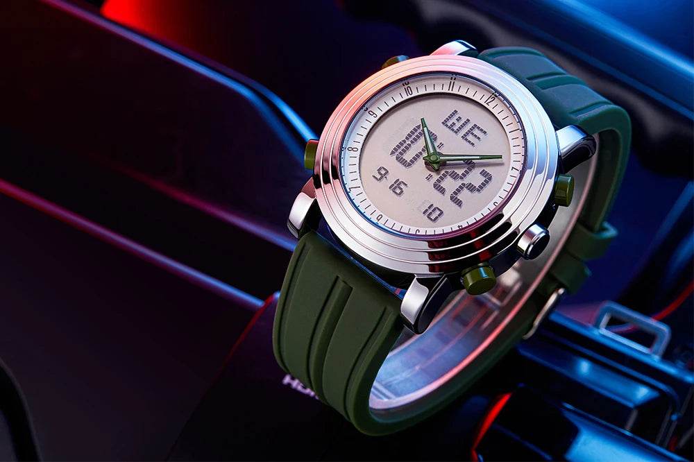 SINOBI Sports Watches Men Dual Display Analog Digital LED Electronic Quartz - Lux Waches Max