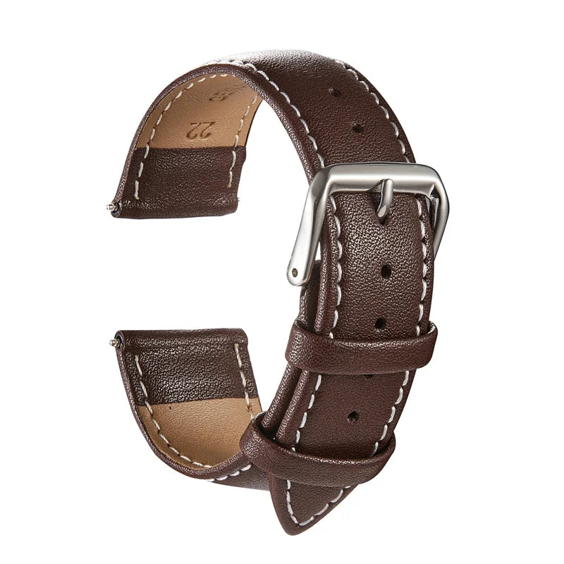 Genuine Leather Watchbands Calfskin Replace Wristwatch Straps 18mm 20mm 22mm 24mm Watch Accessories Men Women Soft Watchband