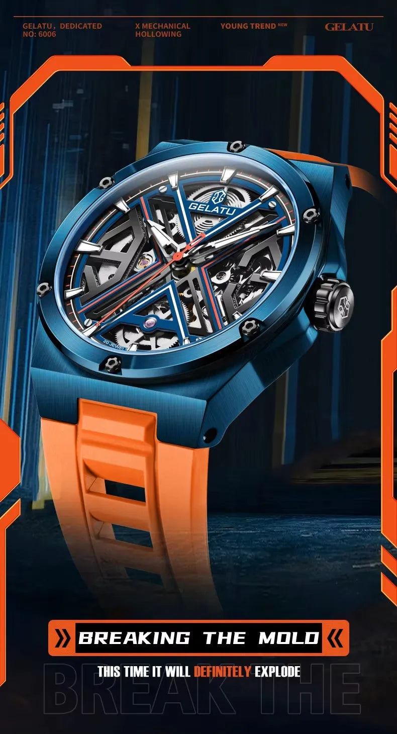 GELATU 6006 Sport Mechanical Watch for Men Lux Waches Max