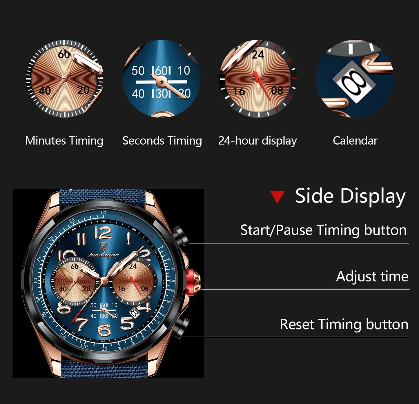 Luxury  Watches Men Sport Quartz Genuine Leather Watch 862 Lux Waches Max