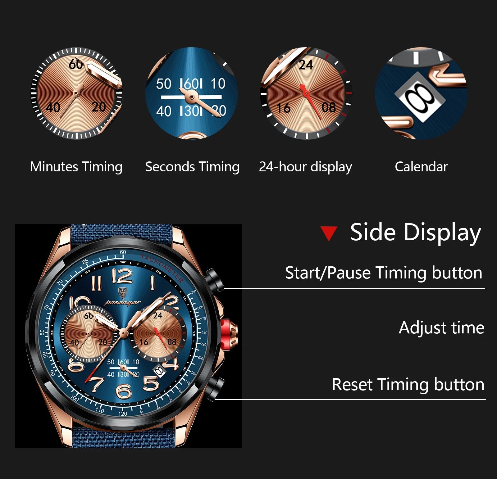 Luxury  Watches Men Sport Quartz Genuine Leather Watch 862 Lux Waches Max