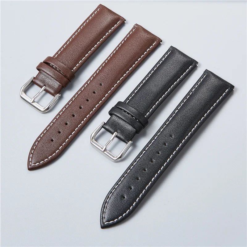 Genuine Leather Watchbands Calfskin Replace Wristwatch Straps 18mm 20mm 22mm 24mm Watch Accessories Men Women Soft Watchband