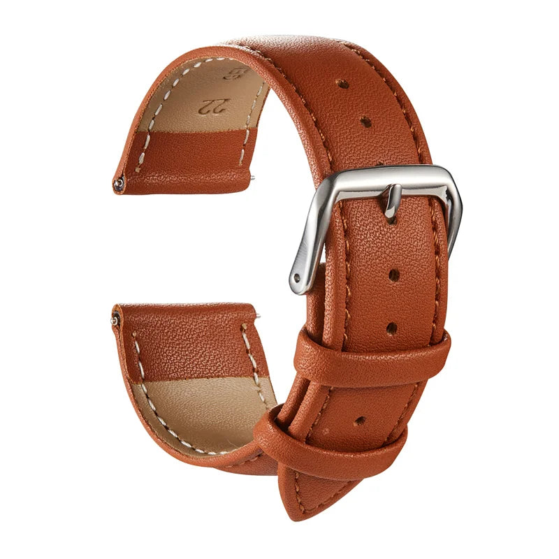 Genuine Leather Watchbands Calfskin Replace Wristwatch Straps 18mm 20mm 22mm 24mm Watch Accessories Men Women Soft Watchband