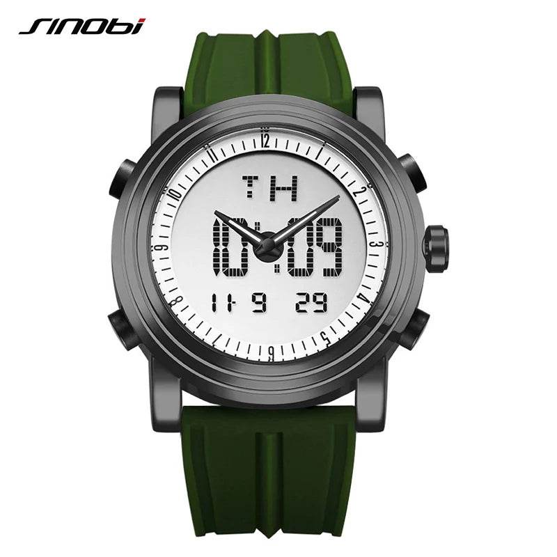 SINOBI Sports Watches Men Dual Display Analog Digital LED Electronic Quartz - Lux Waches Max