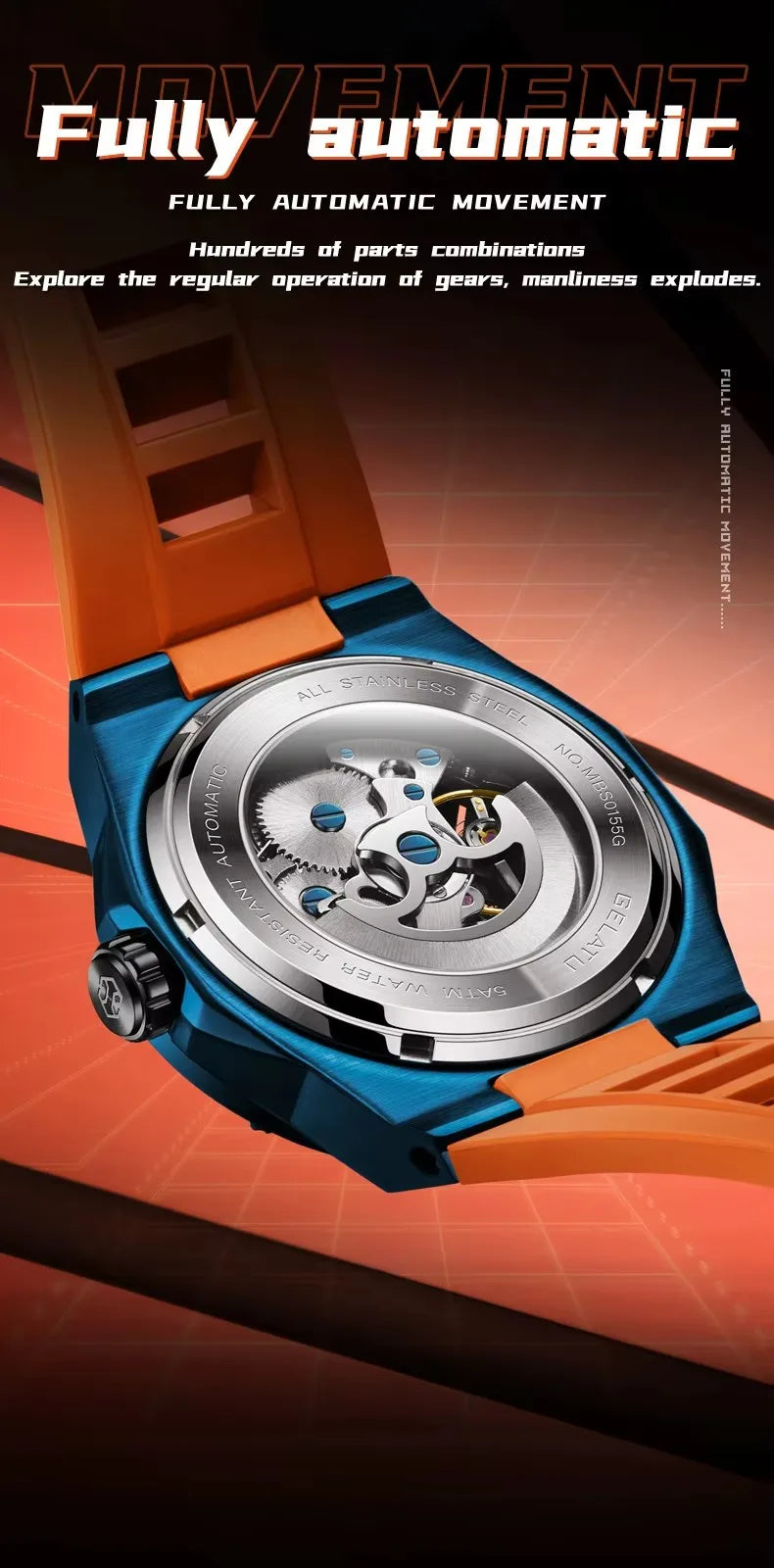 GELATU 6006 Sport Mechanical Watch for Men Lux Waches Max