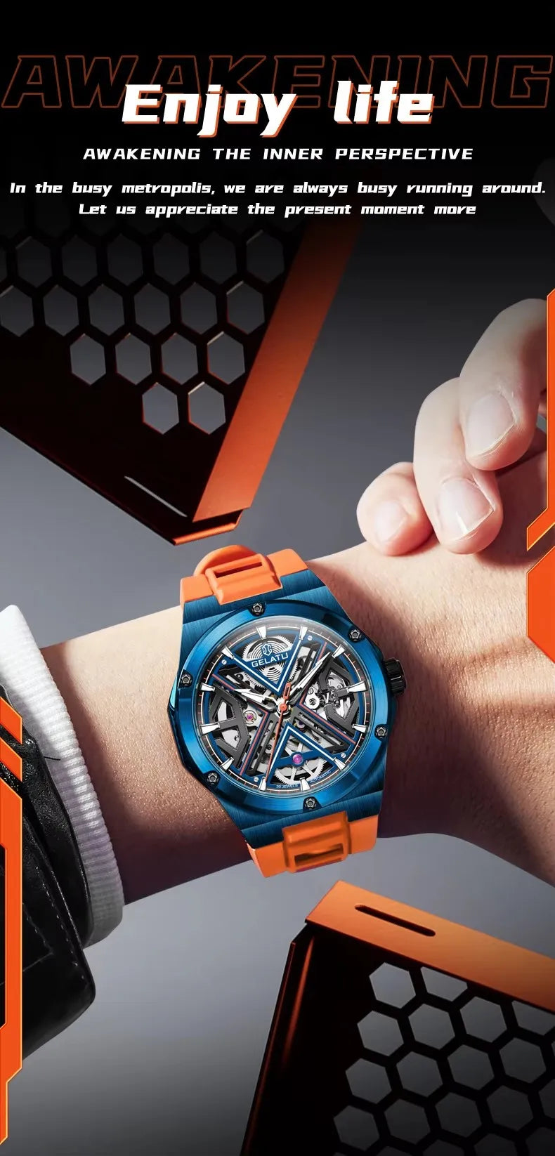 GELATU 6006 Sport Mechanical Watch for Men Lux Waches Max