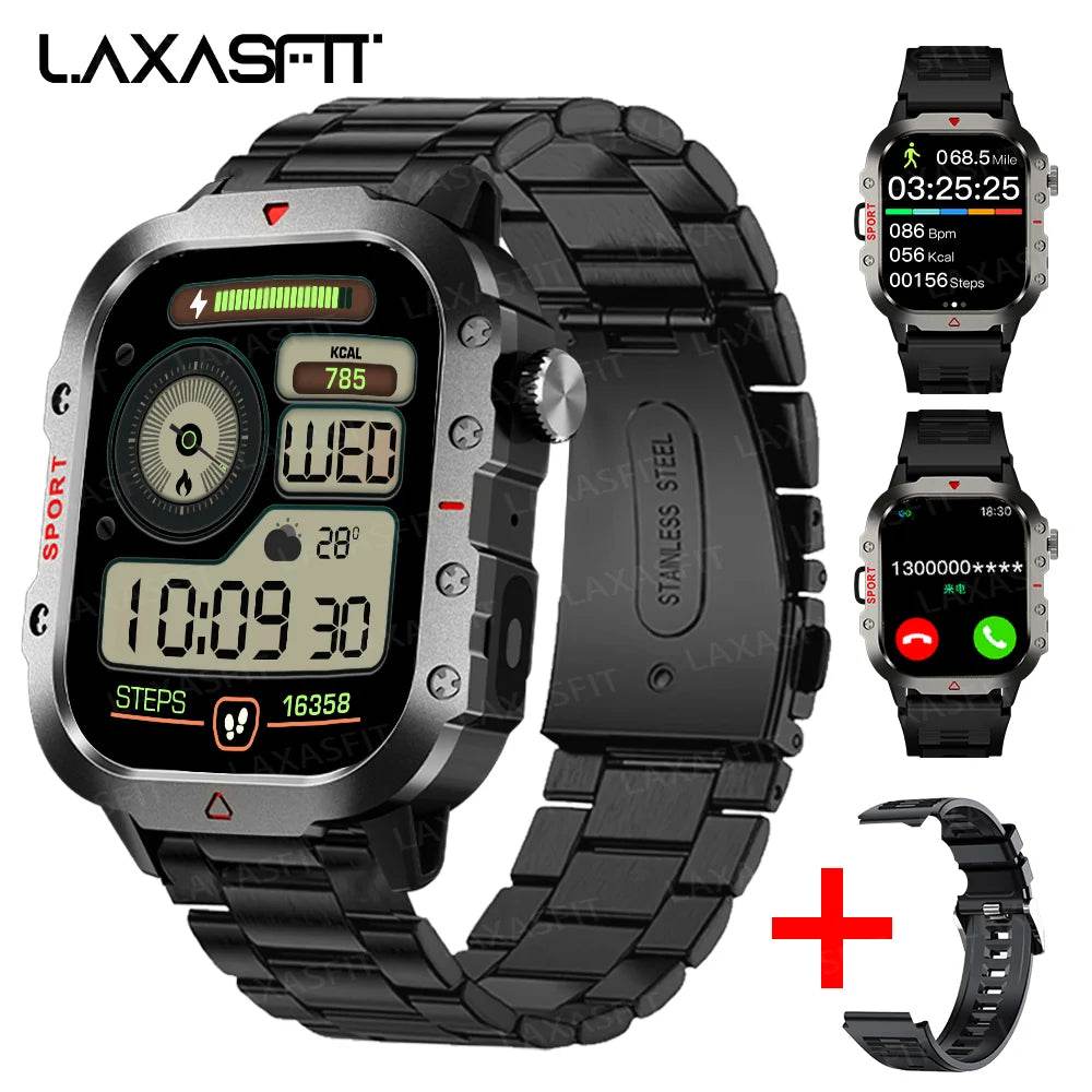 LAXASFIT Men Sports Smart Watch 1.71 Screen Blood Oxygen Bluetooth Talking Watch Multi Sport LED Flashlight Outdoor Smart Watch - Lux Waches Max