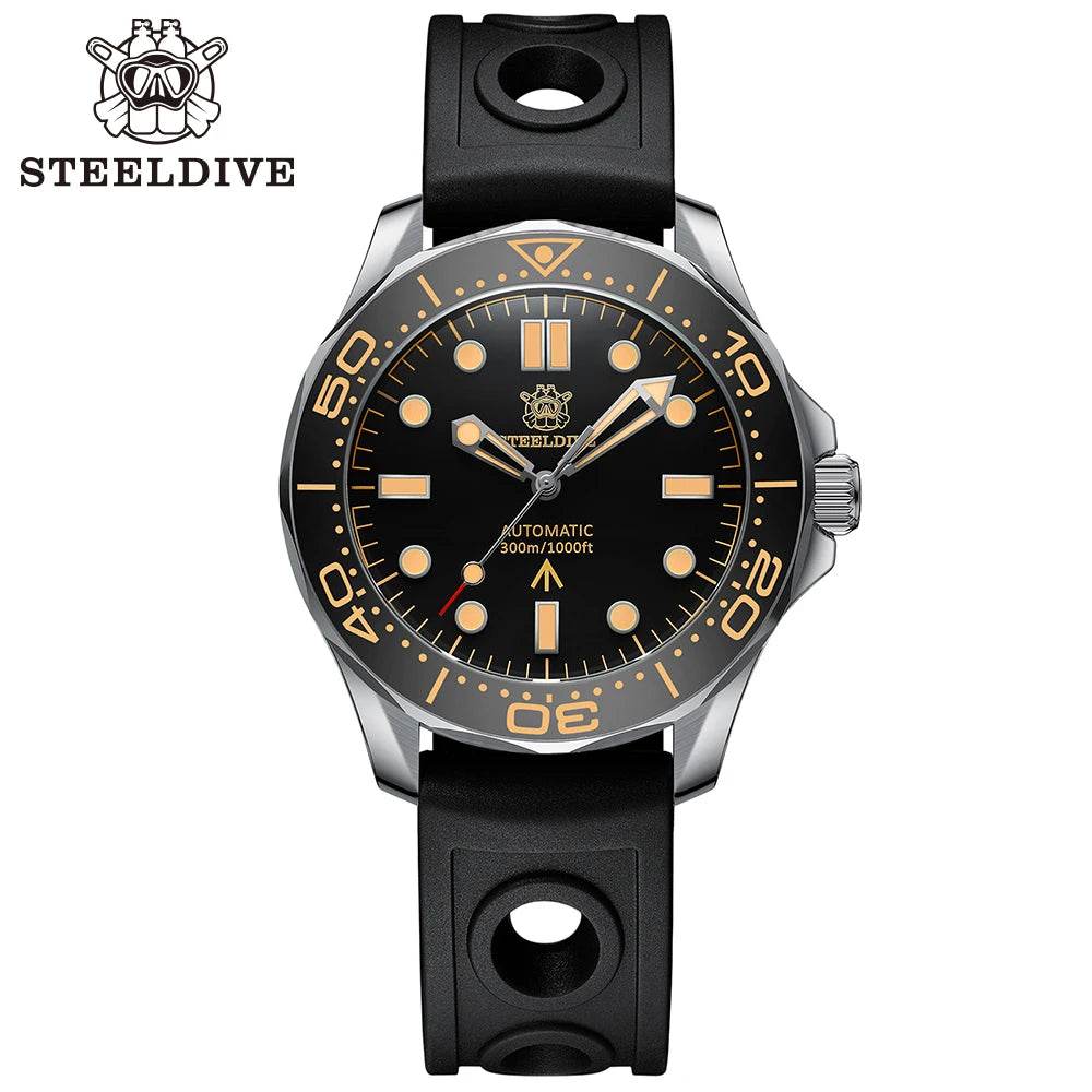 STEELDIVE SD1957 New Strap 42MM Vintage Bezel 200M Waterproof NH35 Green Luminou Sapphire Glass Automatic Dive Watch Reloj - Lux Waches Max