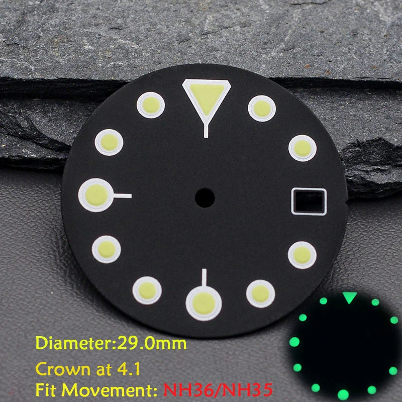 28.5mm Men's Watch Dial Fit SKX007 SKX009 6105 SRPD Tuna Monster Turtle Watch Case Watch For Japan NH35 NH36  7S26