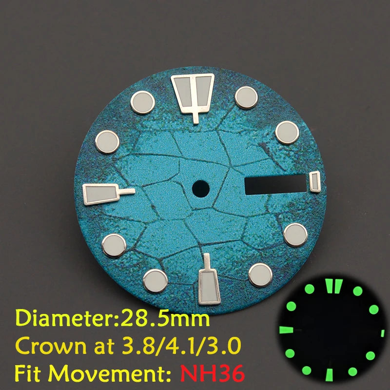 28.5mm Men's Watch Dial Fit SKX007 SKX009 6105 SRPD Tuna Monster Turtle Watch Case Watch For Japan NH35 NH36  7S26