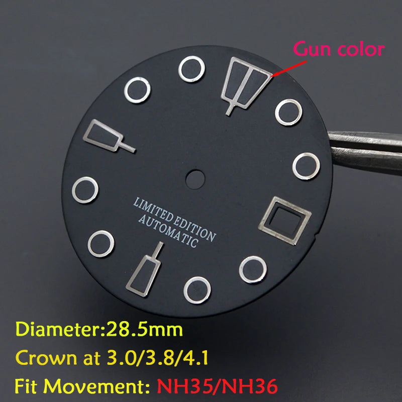 28.5mm Men's Watch Dial Fit SKX007 SKX009 6105 SRPD Tuna Monster Turtle Watch Case Watch For Japan NH35 NH36  7S26