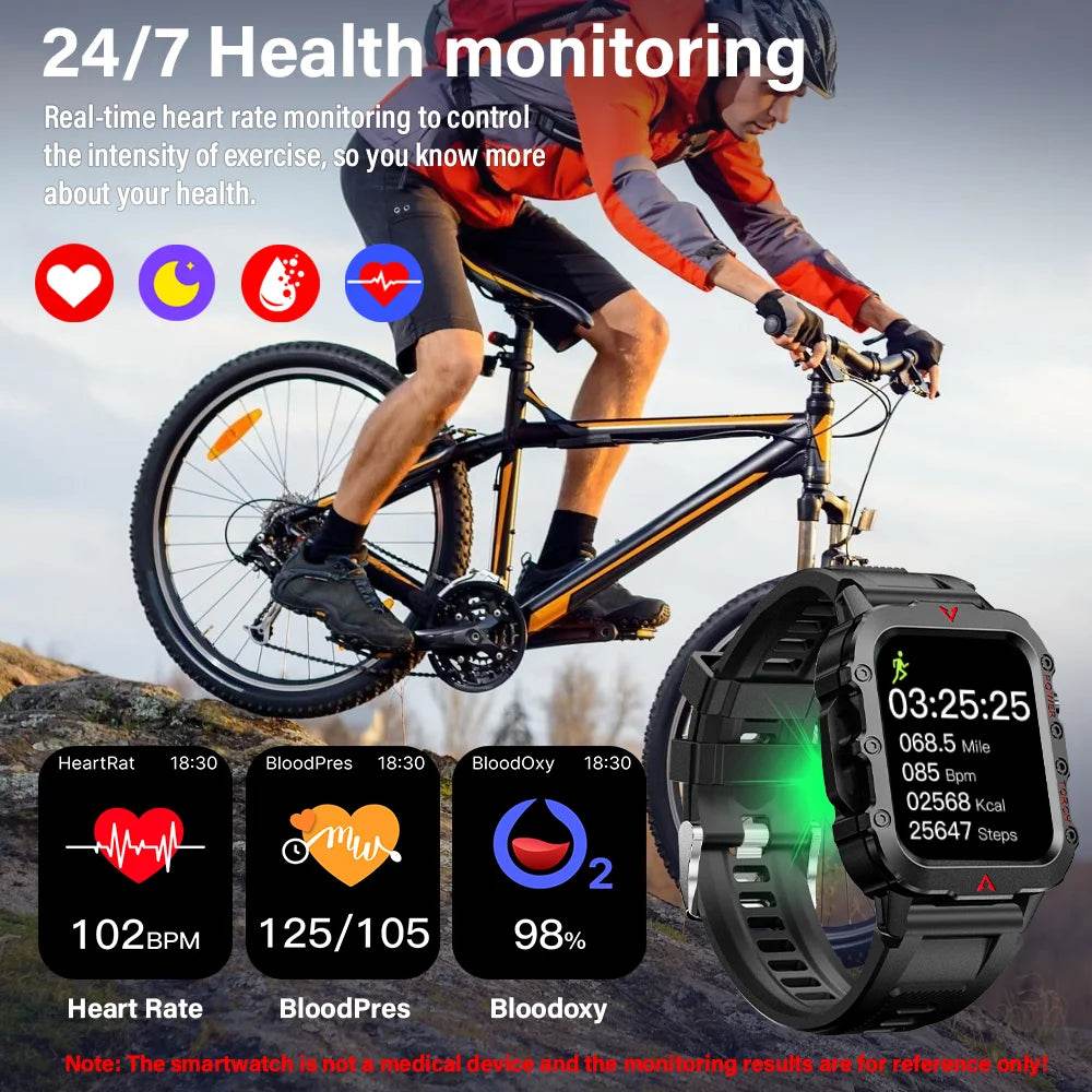 LAXASFIT Men Sports Smart Watch 1.71 Screen Blood Oxygen Bluetooth Talking Watch Multi Sport LED Flashlight Outdoor Smart Watch - Lux Waches Max