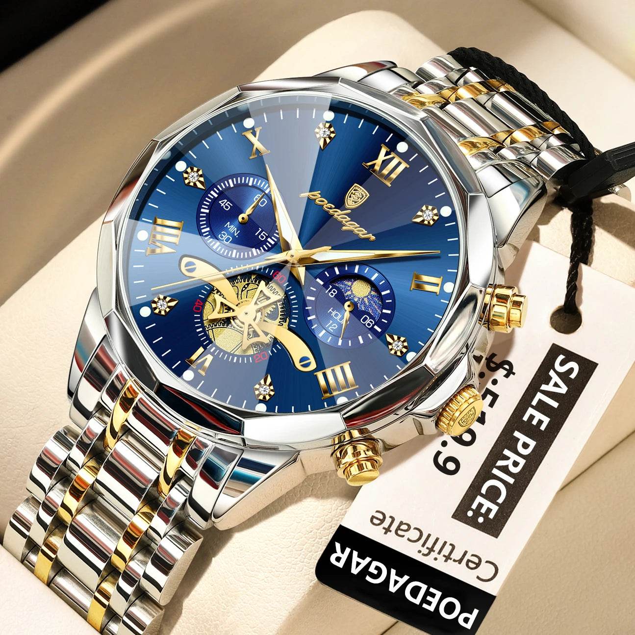 POEDAGAR Luxury Men Watch Top Original Waterproof Luminous Chronograph Man Wristwatch Stainless Steel Quartz Men's Watches Reloj - Lux Waches Max