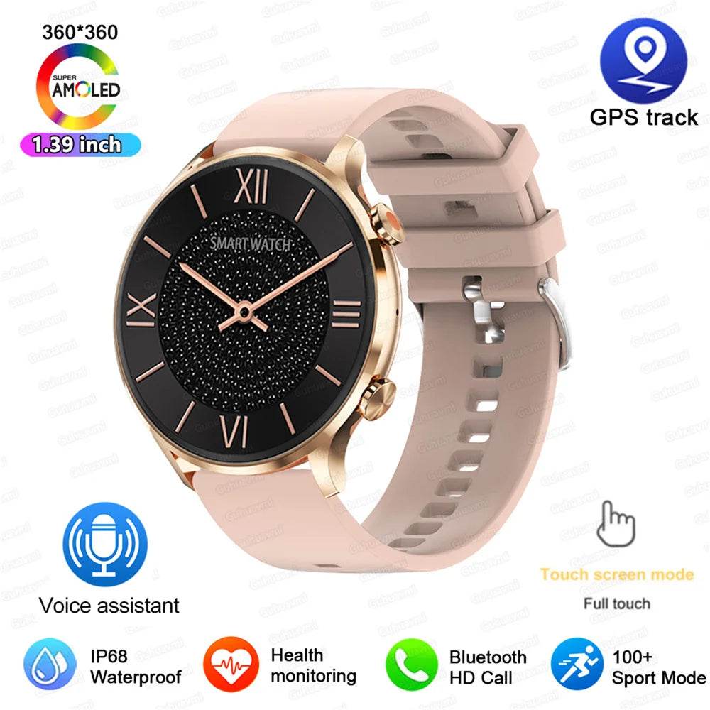 2025 New Smartwatch Women AMOLED HD Screen Always On Display Bluetooth Call IP68 Waterproof GPS Smart Men Watch For Android ios - Lux Waches Max