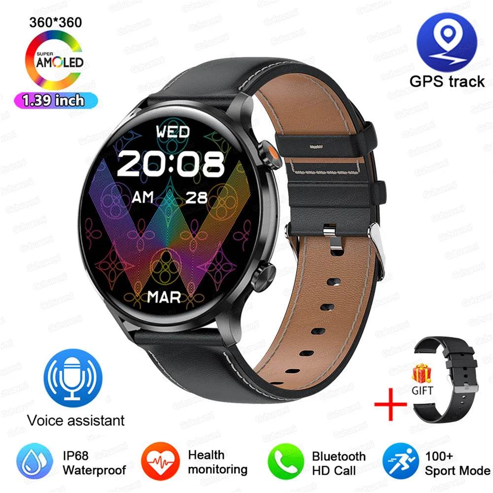 2025 New Smartwatch Women AMOLED HD Screen Always On Display Bluetooth Call IP68 Waterproof GPS Smart Men Watch For Android ios - Lux Waches Max
