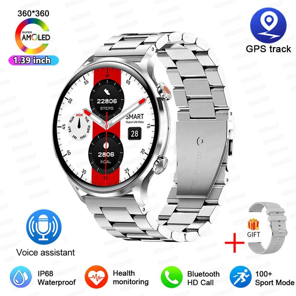 2025 New Smartwatch Women AMOLED HD Screen Always On Display Bluetooth Call IP68 Waterproof GPS Smart Men Watch For Android ios - Lux Waches Max