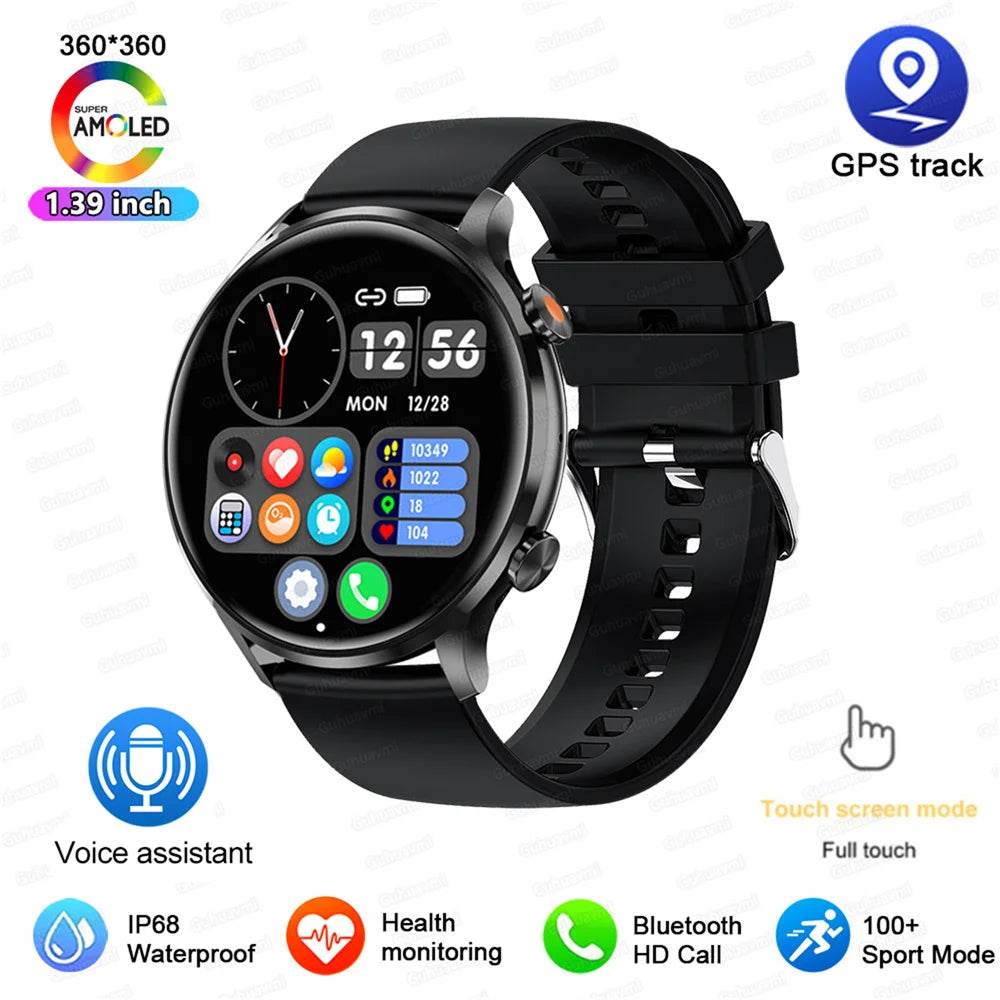 2025 New Smartwatch Women AMOLED HD Screen Always On Display Bluetooth Call IP68 Waterproof GPS Smart Men Watch For Android ios - Lux Waches Max