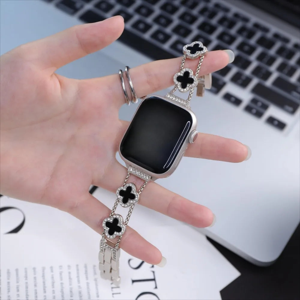 Luxury Metal Watch Strap - Compatible with iWatch 38-49mm, Ultra SE iWatch Series 9-1, Durable Shiny Watch Strap for Women