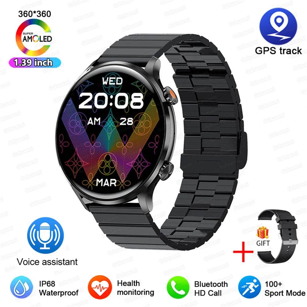 2025 New Smartwatch Women AMOLED HD Screen Always On Display Bluetooth Call IP68 Waterproof GPS Smart Men Watch For Android ios - Lux Waches Max