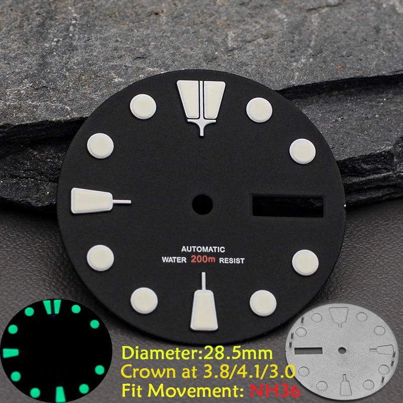 28.5mm Men's Watch Dial Fit SKX007 SKX009 6105 SRPD Tuna Monster Turtle Watch Case Watch For Japan NH35 NH36  7S26