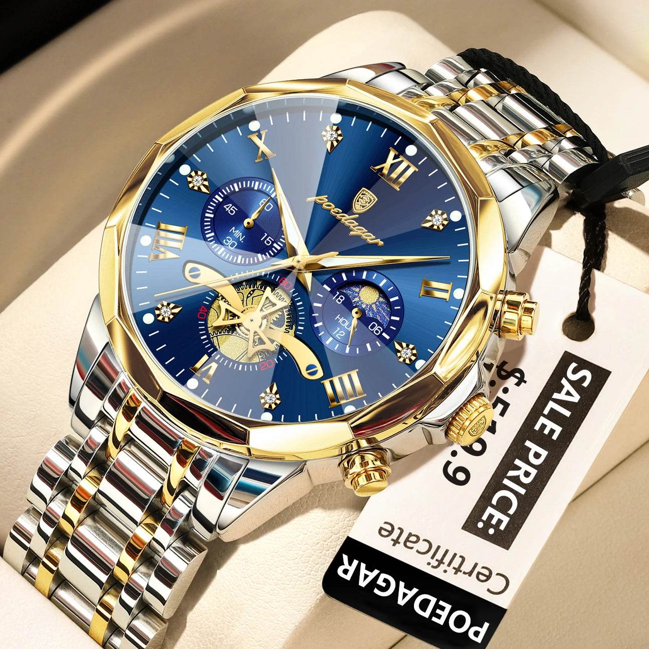 POEDAGAR Luxury Men Watch Top Original Waterproof Luminous Chronograph Man Wristwatch Stainless Steel Quartz Men's Watches Reloj - Lux Waches Max