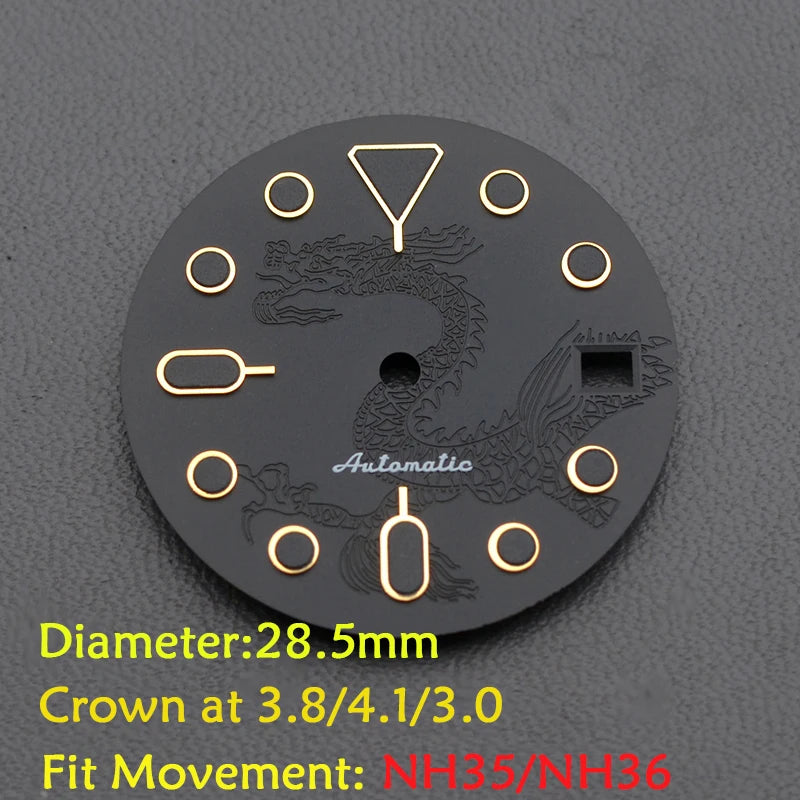 28.5mm Men's Watch Dial Fit SKX007 SKX009 6105 SRPD Tuna Monster Turtle Watch Case Watch For Japan NH35 NH36  7S26