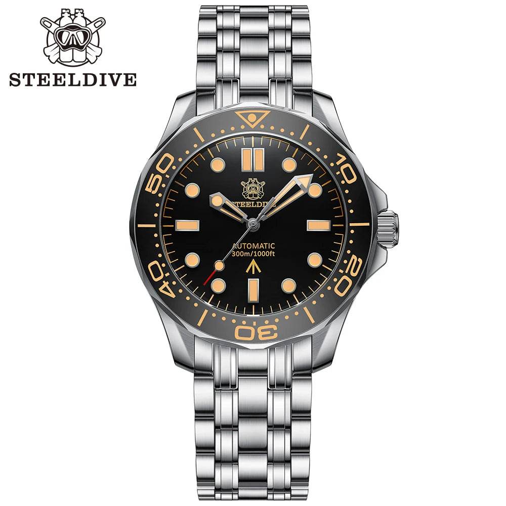 STEELDIVE SD1957 New Strap 42MM Vintage Bezel 200M Waterproof NH35 Green Luminou Sapphire Glass Automatic Dive Watch Reloj - Lux Waches Max